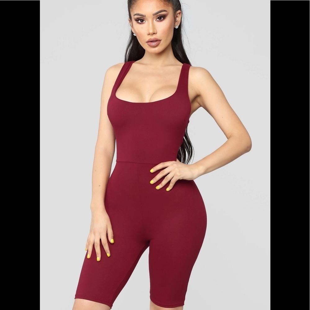 FASHION NOVA Remedy For Everything Romper Burgundy Size Small